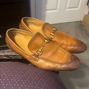 Gucci Men's Jordan’s Leather Loafers with Gold Detail